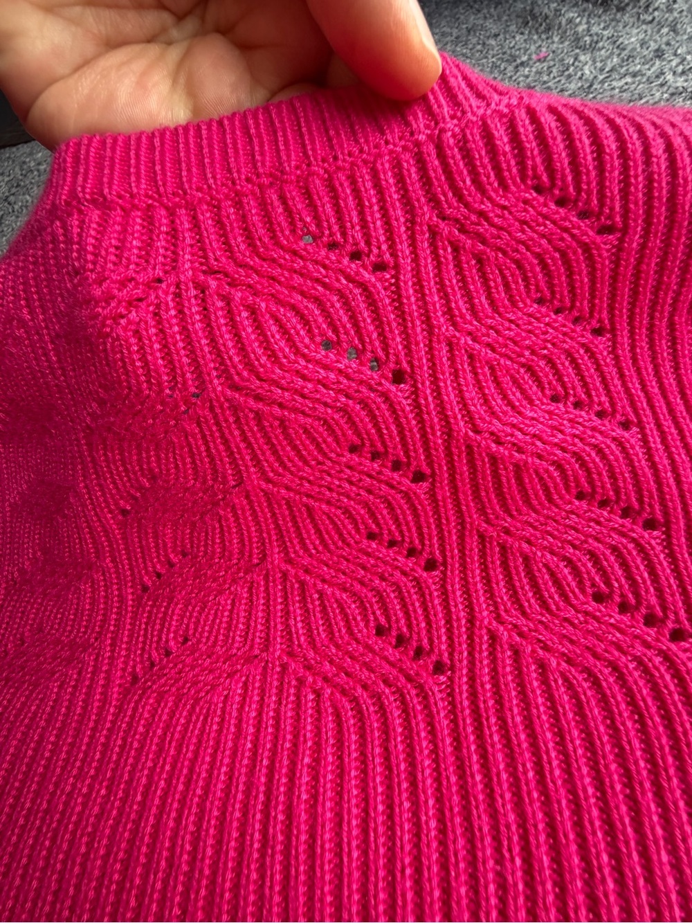 Talbots Hot Pink Crewneck Sweater with Gold Floral Buttons - Picture 11 of 11